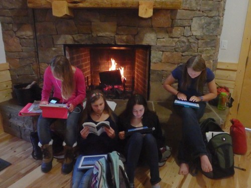 Studying by the fire
